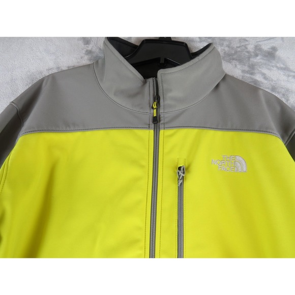 North Face Jacket Mens 2XL Gray Yellow Softshell Full Zip Outdoors Windbreaker - Picture 1 of 9